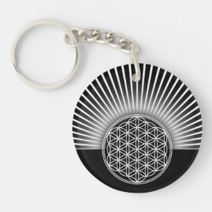 Flower of Life / Blume des Lebens - white flat Key Ring