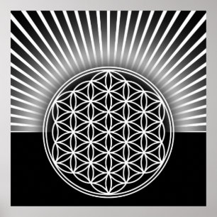 Flower of Life / Blume des Lebens - white flat Poster