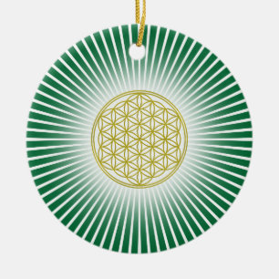 Flower Of Life / Blume des Lebens - white rays Ceramic Tree Decoration