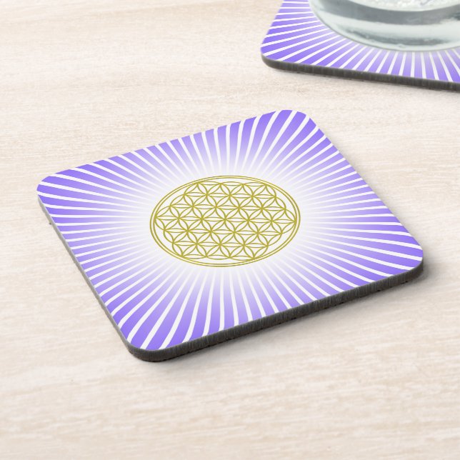 Flower Of Life / Blume des Lebens - white rays Coaster (Left Side)