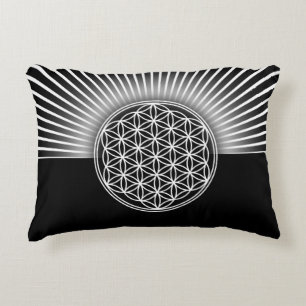 Flower Of Life / Blume des Lebens - white rays Decorative Cushion