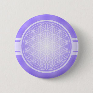 Flower of Life / Blume des Lebens - white transpa. 6 Cm Round Badge