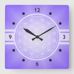 Flower of Life / Blume des Lebens - white transpa. Square Wall Clock