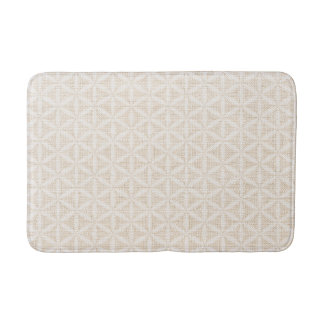 Flower of life Boho chic | Beige & White  Bath Mat