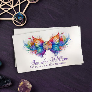 Flower of life Butterfly - Colourful energy flow Business Card