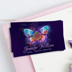 Flower of life Butterfly - Colourful energy flow Business Card