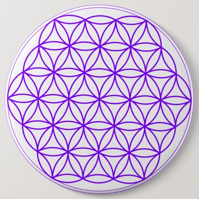 Flower Of Life Button Purple White Symbol (Front)