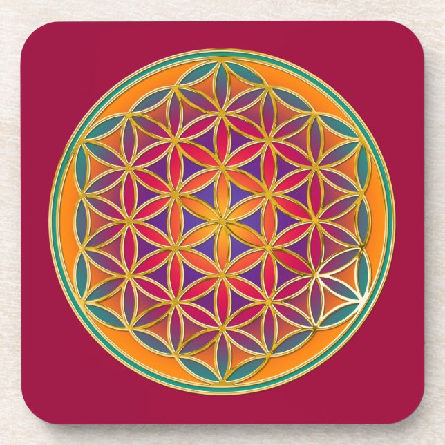 Flower Of Life - Button Style 03 Coaster (Front)