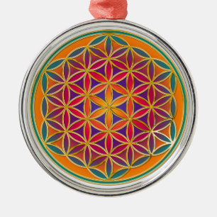 Flower Of Life - Button Style 03 Metal Tree Decoration
