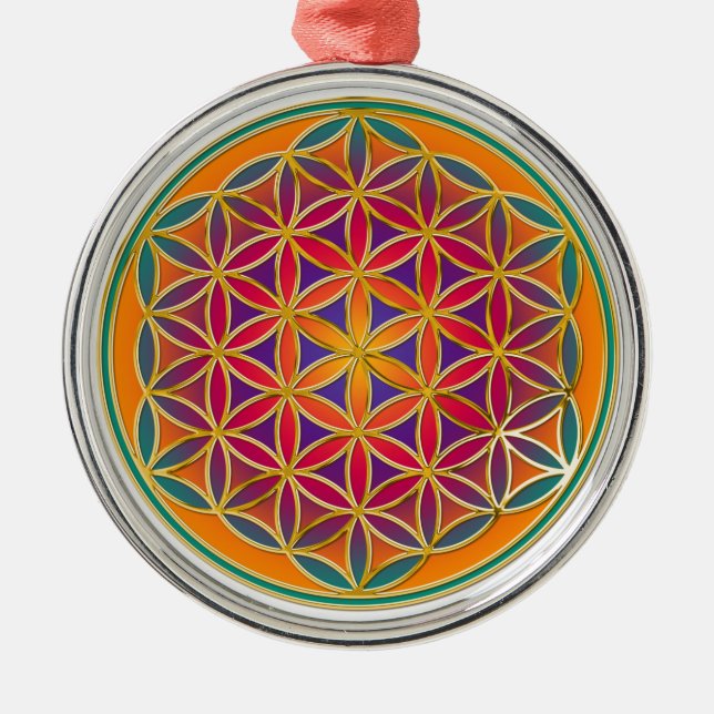 Flower Of Life - Button Style 03 Metal Tree Decoration (Front)