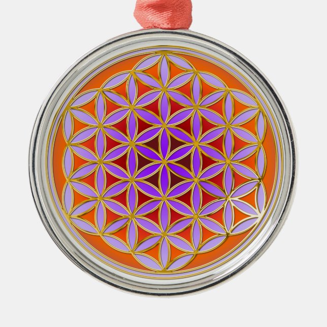 Flower Of Life - Button Style 04 Metal Tree Decoration (Front)