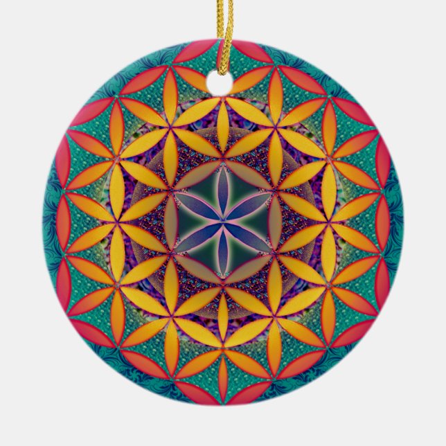 Flower of Life Ceramic Tree Decoration (Front)