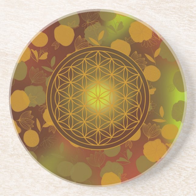 flower of life, chakra,zen,sacred geometric, coaster (Front)