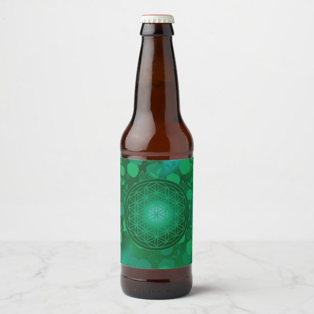 flower of life, chakra,zen,sacred geometric, purif beer bottle label (Front)