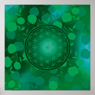flower of life, chakra,zen,sacred geometric, purif poster
