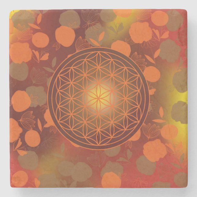 flower of life, chakra,zen,sacred geometric, stone coaster (Front)