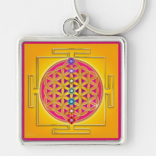 FLOWER OF LIFE - Chakras Yantra Key Ring