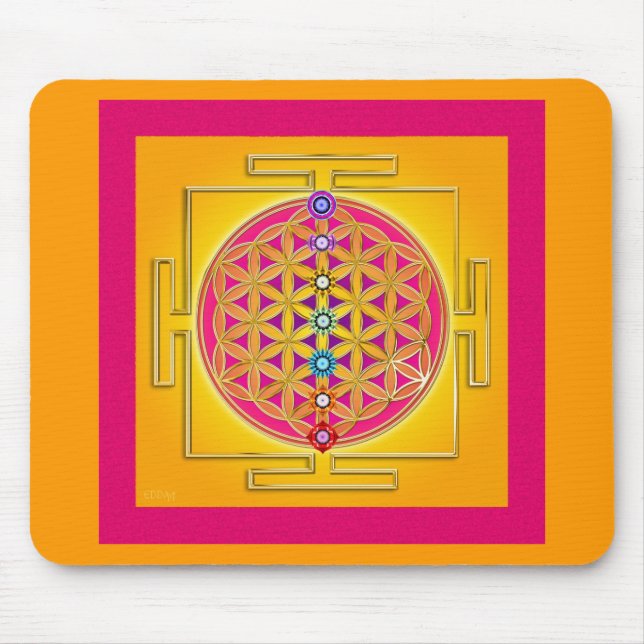 FLOWER OF LIFE - Chakras Yantra Mouse Mat (Front)