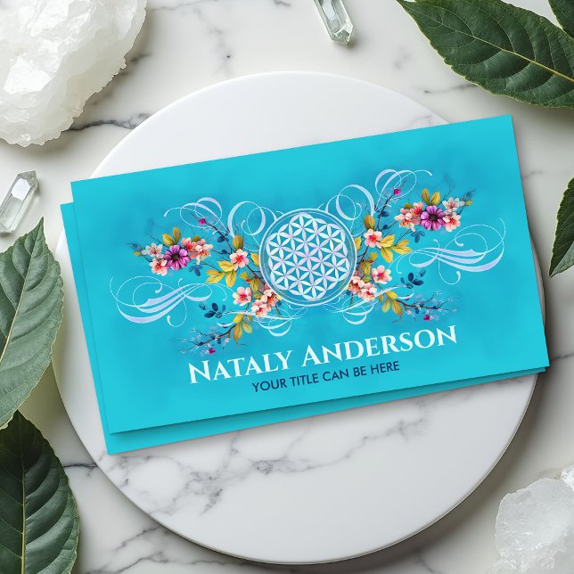 Flower of life colourful Blossom Branch ornament Business Card (Creator Uploaded)