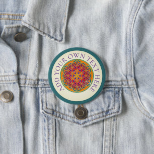 FLOWER OF LIFE - colourfully filled 2 7.5 Cm Round Badge