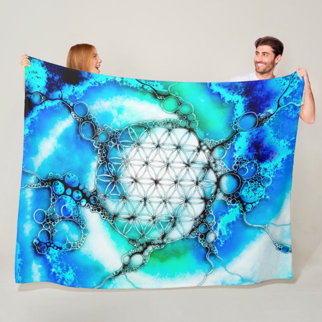 Flower Of Life - Colourfully Ways 2 Fleece Blanket (In Situ)