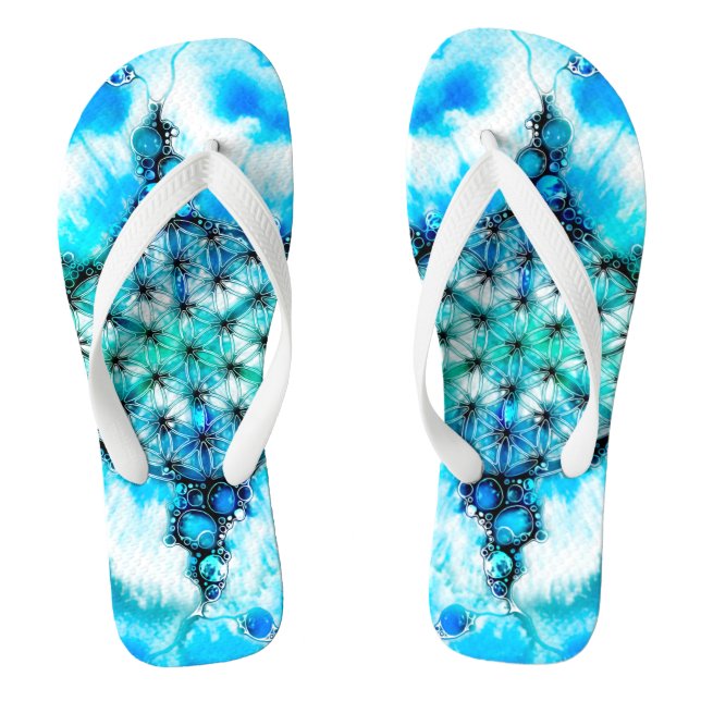 Flower Of Life - Colourfully Ways 3 Flip Flops (Footbed)