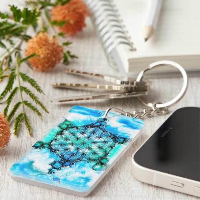 Flower Of Life - Colourfully Ways 3 Key Ring (Front Right)