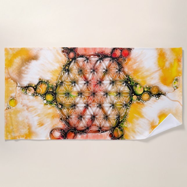 Flower Of Life - Colourfully Ways 4 Beach Towel (Front)