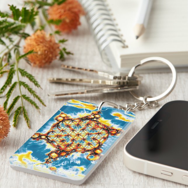 Flower Of Life - Colourfully Ways 5 Key Ring (Front Right)