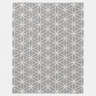Flower of Life Cream on Grey Pattern Fleece Blanket