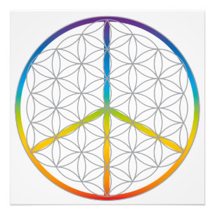 Flower of Life Design Peace + Love Symbol Rainbow Photo Print