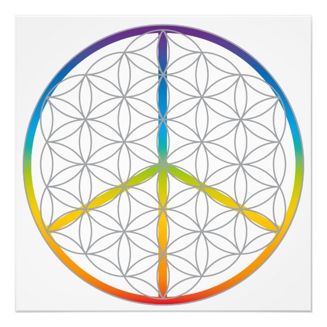 Flower of Life Design Peace + Love Symbol Rainbow Photo Print (Front)