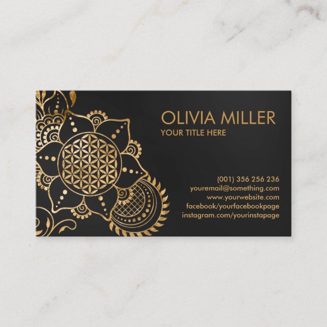 Flower of life Floral Ornament   Business Card (Front)