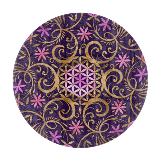 Flower of life - flourish mandala cutting board (Front)