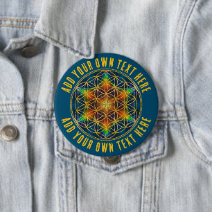 FLOWER OF LIFE - Fractal Blossom 1 10 Cm Round Badge