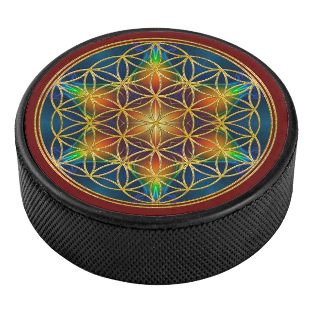 FLOWER OF LIFE - Fractal Blossom 1 Hockey Puck (3/4)