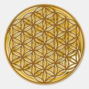 Flower Of Life / full gold   brown Classic Round Sticker