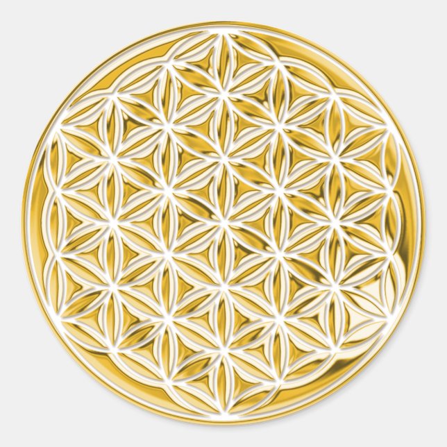 Flower Of Life / full gold Classic Round Sticker (Front)