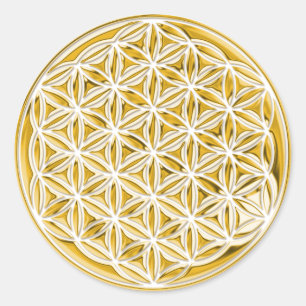 Flower Of Life / full gold Classic Round Sticker