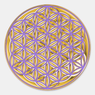 Flower Of Life / full gold   lila Classic Round Sticker