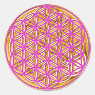 Flower Of Life / full gold pink Classic Round Sticker
