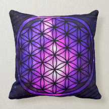 Flower of Life Galactic Cotton Throw Pillow