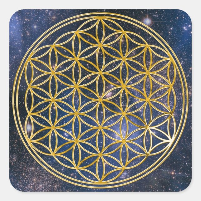 Flower of Life - Galaxy Square Sticker (Front)