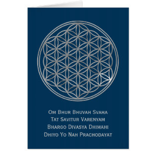 Flower Of Life & GAYATRI MANTRA silver, darkblue