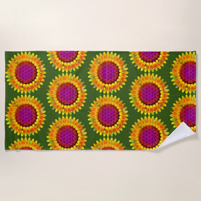 Flower Of Life - Geometric Blossom 4 Beach Towel (Front)