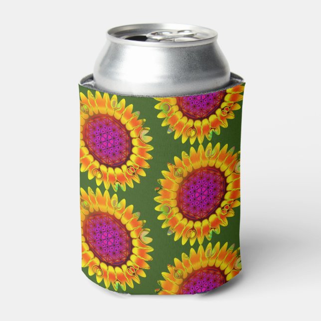 Flower Of Life - Geometric Blossom 4 Can Cooler (Can Front)