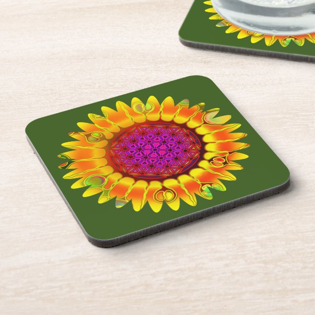 Flower Of Life - Geometric Blossom 4 Coaster (Left Side)