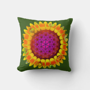 Flower Of Life - Geometric Blossom 4 Cushion