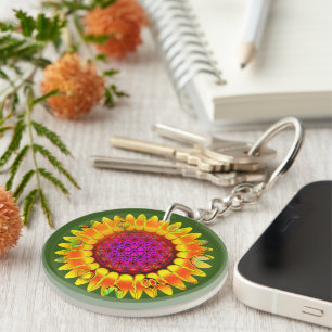 Flower Of Life - Geometric Blossom 4 Key Ring