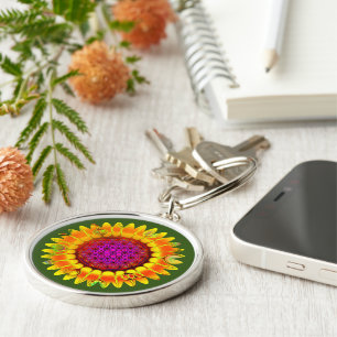 Flower Of Life - Geometric Blossom 4 Key Ring